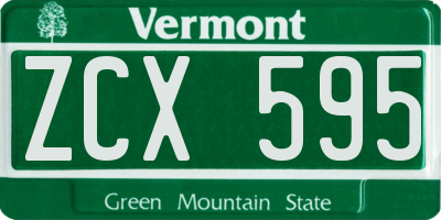 VT license plate ZCX595
