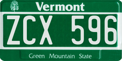 VT license plate ZCX596
