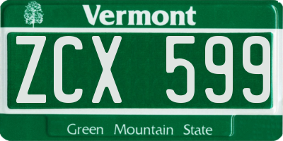 VT license plate ZCX599