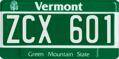 VT license plate ZCX601