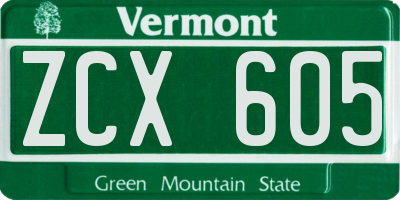 VT license plate ZCX605