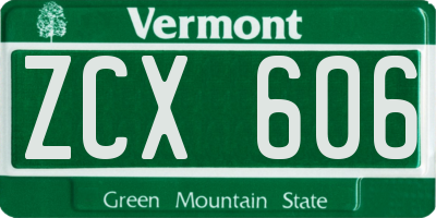 VT license plate ZCX606