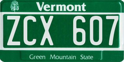 VT license plate ZCX607