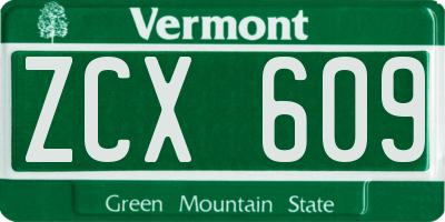 VT license plate ZCX609