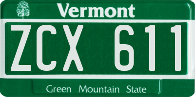 VT license plate ZCX611