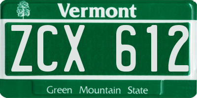 VT license plate ZCX612