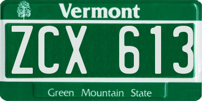 VT license plate ZCX613