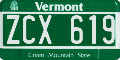 VT license plate ZCX619