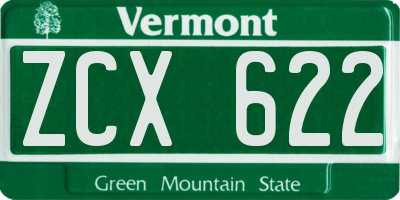 VT license plate ZCX622