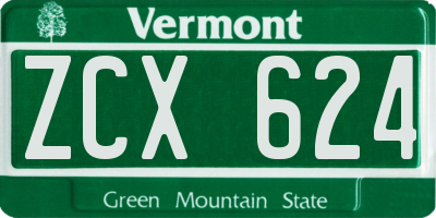 VT license plate ZCX624