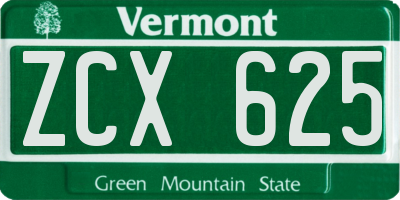 VT license plate ZCX625