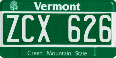 VT license plate ZCX626