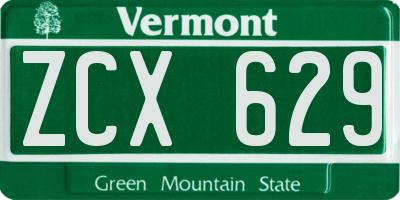 VT license plate ZCX629
