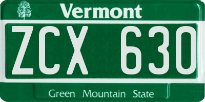 VT license plate ZCX630