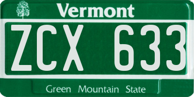 VT license plate ZCX633