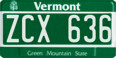 VT license plate ZCX636