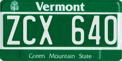 VT license plate ZCX640