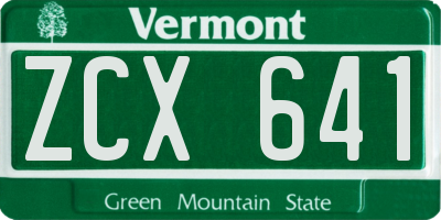 VT license plate ZCX641