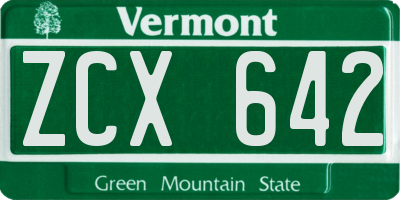 VT license plate ZCX642
