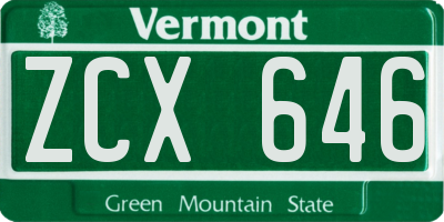 VT license plate ZCX646