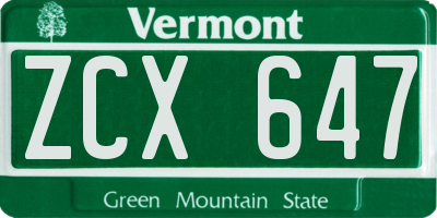 VT license plate ZCX647