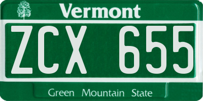 VT license plate ZCX655