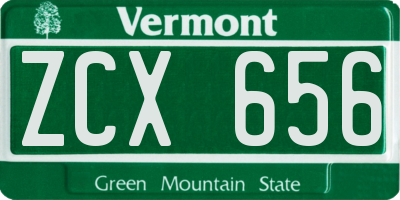 VT license plate ZCX656