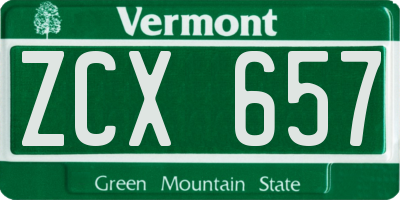 VT license plate ZCX657