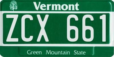 VT license plate ZCX661