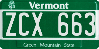 VT license plate ZCX663