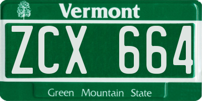 VT license plate ZCX664