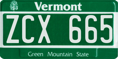 VT license plate ZCX665