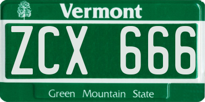VT license plate ZCX666