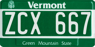 VT license plate ZCX667