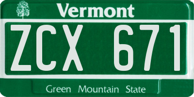 VT license plate ZCX671