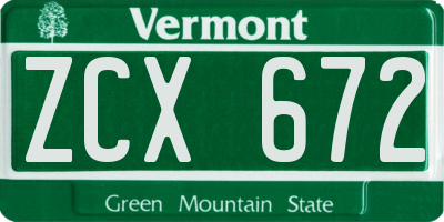 VT license plate ZCX672