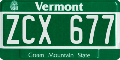 VT license plate ZCX677