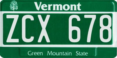 VT license plate ZCX678