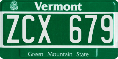 VT license plate ZCX679