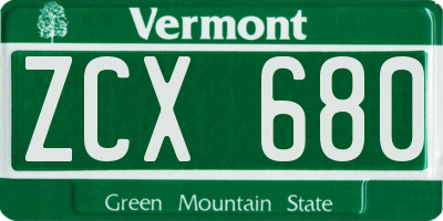 VT license plate ZCX680