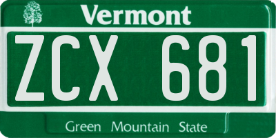 VT license plate ZCX681