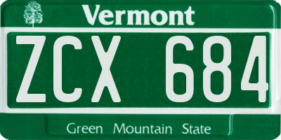 VT license plate ZCX684