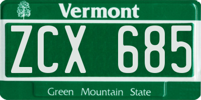 VT license plate ZCX685