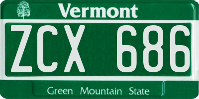 VT license plate ZCX686