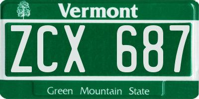 VT license plate ZCX687