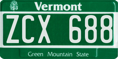 VT license plate ZCX688