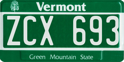VT license plate ZCX693