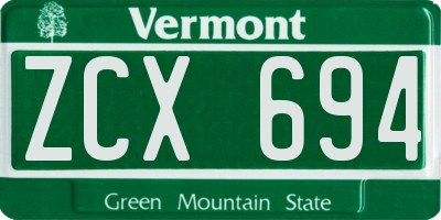 VT license plate ZCX694