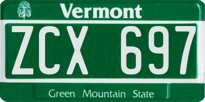 VT license plate ZCX697