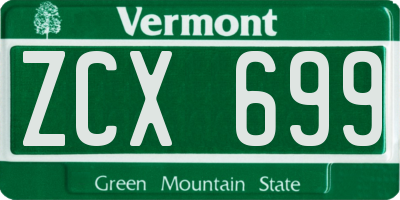 VT license plate ZCX699